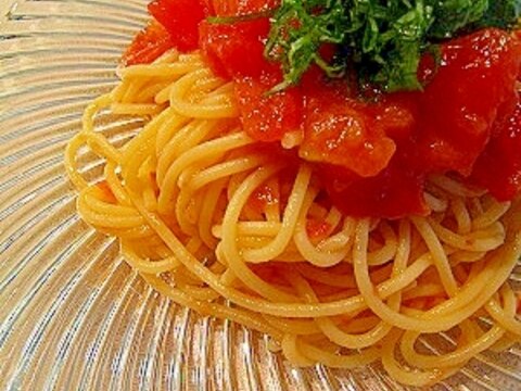 トマトと梅干しの冷製パスタ